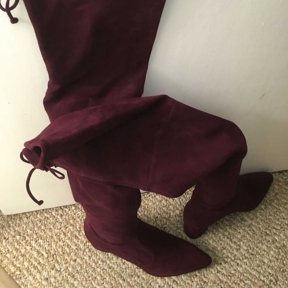 Stuart Weitzman over the knee boots burgundy suede